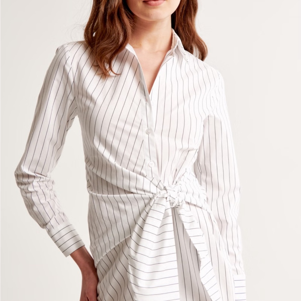 Abercrombie & Fitch Line Sleeve Wrap Shirt Dress - Picture 4 of 9